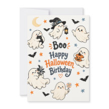 Tarjeta de cumpleaños del fantasma de Halloween Cu