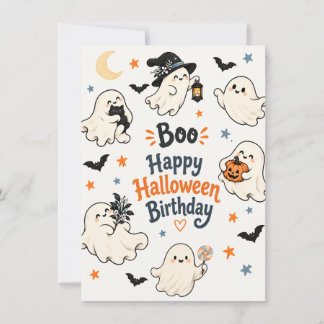 Tarjeta de cumpleaños del fantasma de Halloween Cu