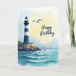 Tarjeta de cumpleaños del faro encantador