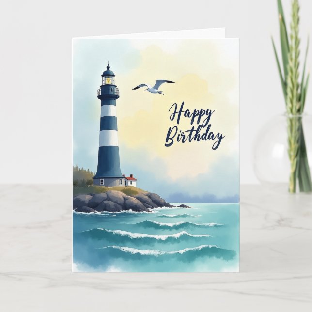 Tarjeta de cumpleaños del faro encantador (Anverso)