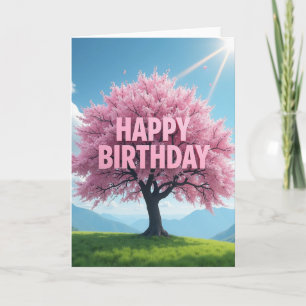 Tarjeta de cumpleaños del florecimiento del árbol