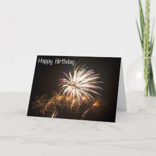 Tarjeta de cumpleaños del fuego artificial