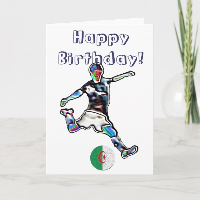 Tarjeta de cumpleaños del fútbol de Argelia (Anverso)