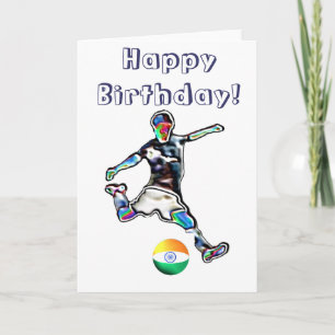 Tarjeta de cumpleaños del fútbol de India