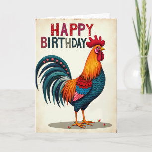 Tarjeta de cumpleaños del gallo alegre