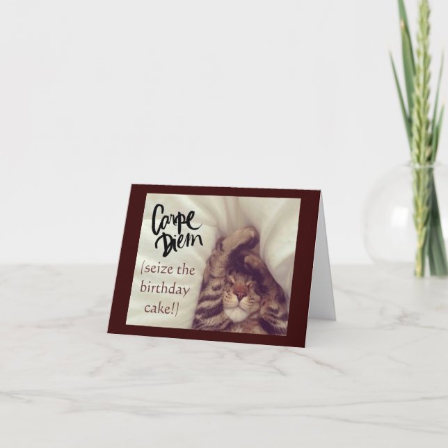 Tarjeta de cumpleaños del gato de Carpe Diem (Anverso)