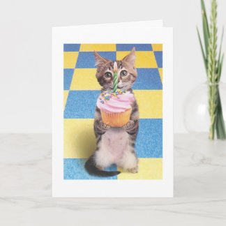 tarjeta de cumpleaños del gato de cupcé