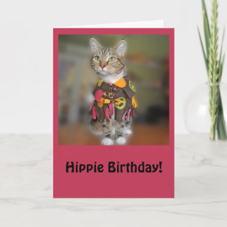 Tarjeta de cumpleaños del gato de Tabby del Hippie
