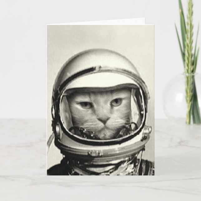 Tarjeta de cumpleaños del gato espacial (Anverso)