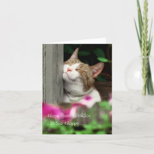 Tarjeta de cumpleaños del gato feliz