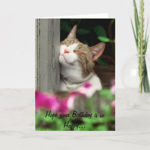 Tarjeta de cumpleaños del gato feliz