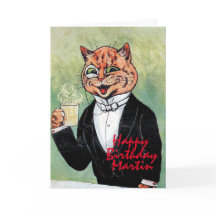 Tarjeta de cumpleaños del gato Louis Wain del homb