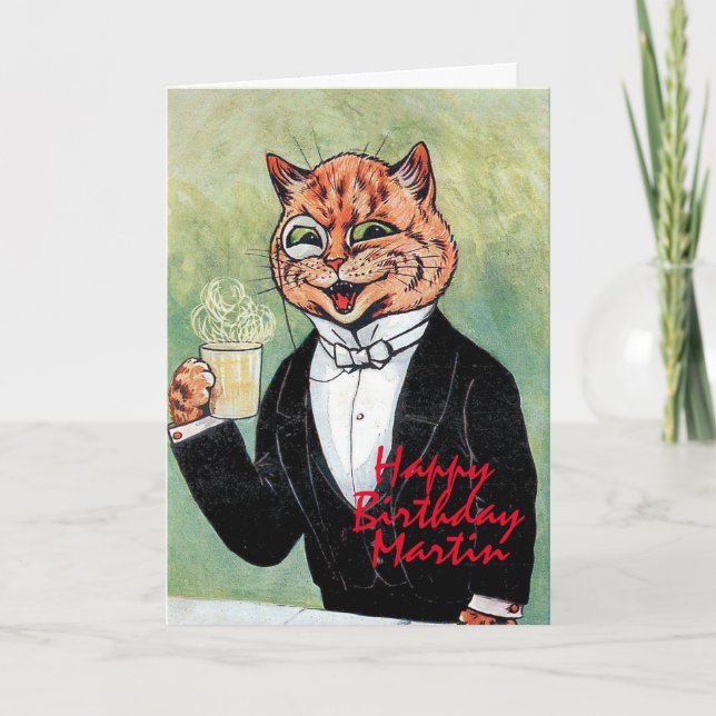 Tarjeta de cumpleaños del gato Louis Wain del homb (Anverso)