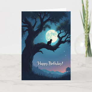 Tarjeta de cumpleaños del gato lunar
