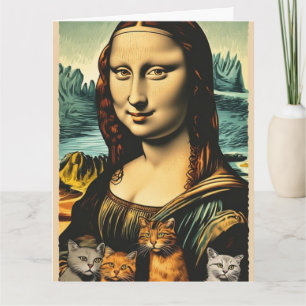 TARJETA DE CUMPLEAÑOS DEL GATO MONA LISA