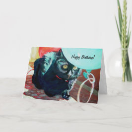 Tarjeta de cumpleaños del gato negro