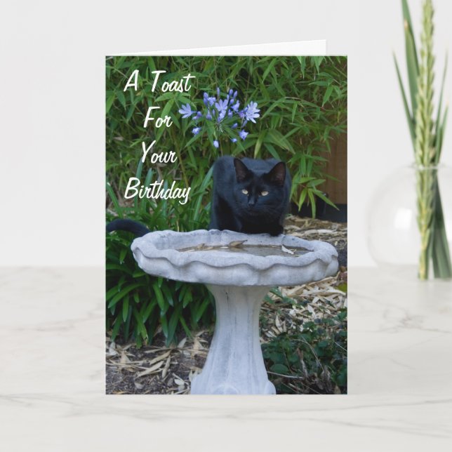 Tarjeta de cumpleaños del gato negro 2 (Anverso)