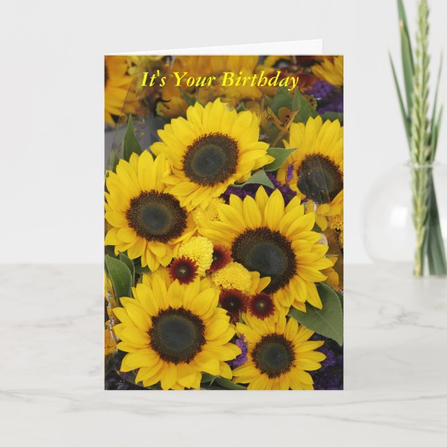Tarjeta de cumpleaños del girasol (Anverso)