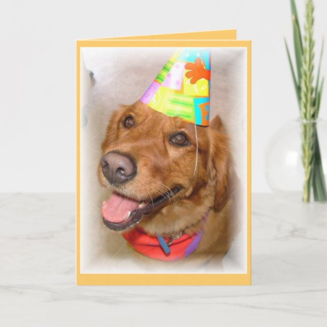 Tarjeta de cumpleaños del golden retriever (Anverso)