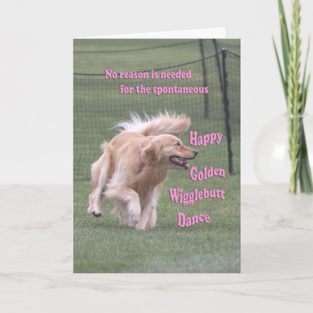 Tarjeta de cumpleaños del golden retriever 'Dance (Anverso)
