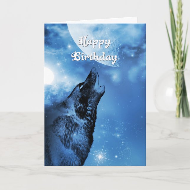 Tarjeta de cumpleaños del grito del lobo del (Anverso)