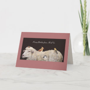 tarjeta de cumpleaños del grupo de ovejas
