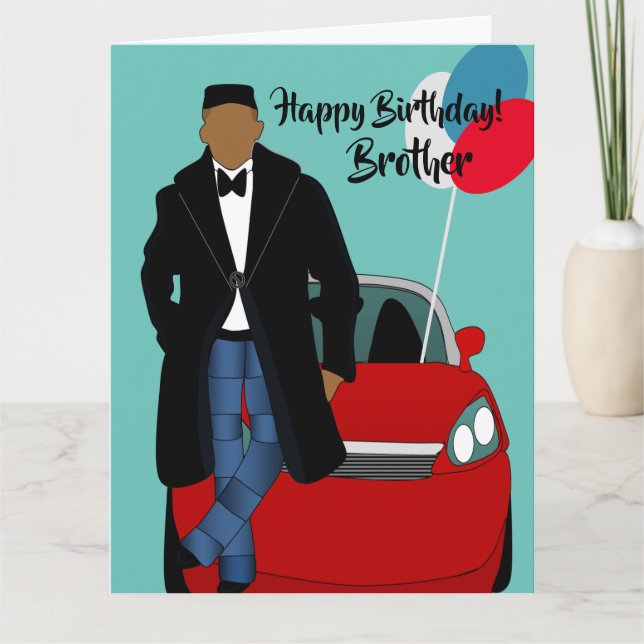 Tarjeta de cumpleaños del hermano afroamericano (Anverso)