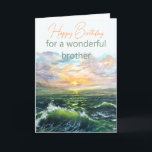 Tarjeta de cumpleaños del hermano con pintura al ó<br><div class="desc">Tarjeta de cumpleaños del hermano con pintura al óleo de paisaje marino</div>