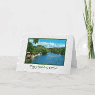 tarjeta de cumpleaños del hermano con río Hawaii