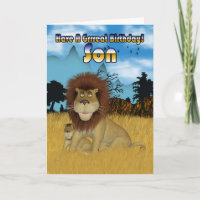 Tarjeta De Cumpleaños Del Hijo - León Y Cubo