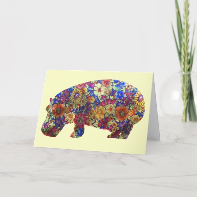 Tarjeta de cumpleaños del Hippopotamus del Hippie (Anverso)