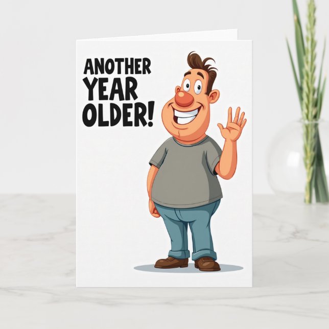 Tarjeta de cumpleaños del hombre que saluda con al (Anverso)