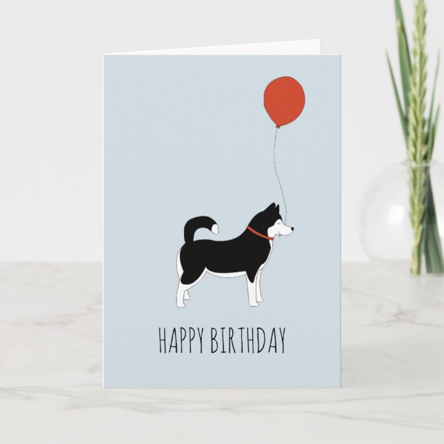 Tarjeta de cumpleaños del husky siberiano (Anverso)