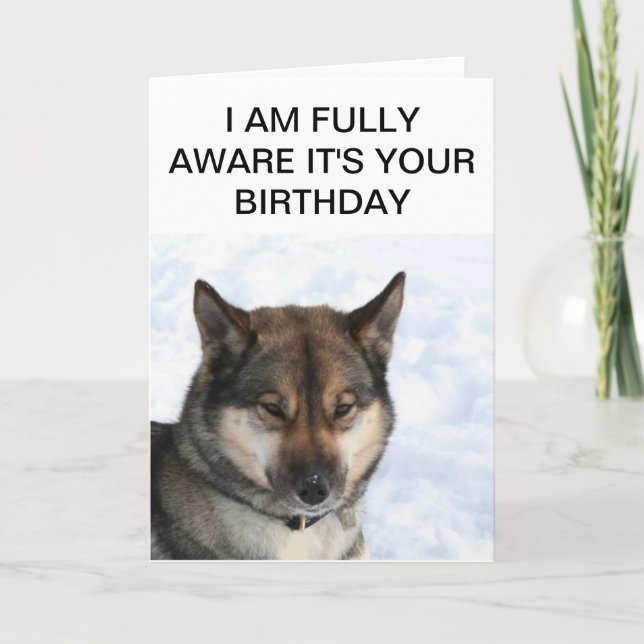 Tarjeta de cumpleaños del husky siberiano de (Anverso)