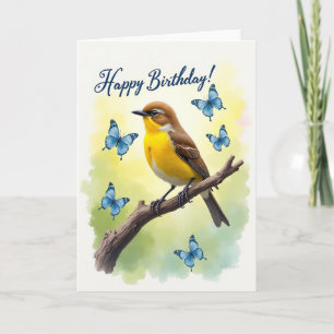 Tarjeta de cumpleaños del insecto azul