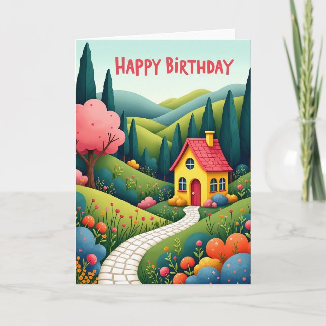 Tarjeta de cumpleaños del jardín caprichoso (Anverso)