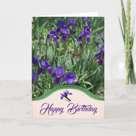 Tarjeta de cumpleaños del jardín de flores de liri