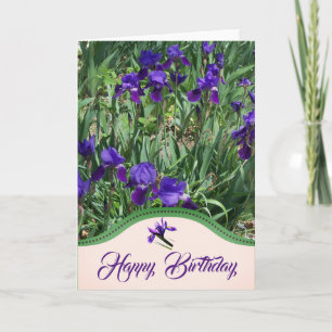 Tarjeta de cumpleaños del jardín de flores de liri