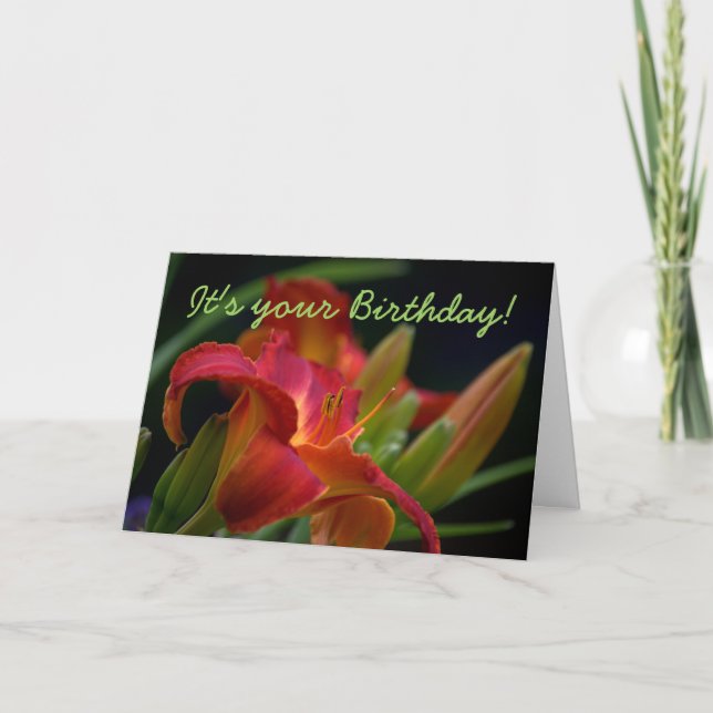 Tarjeta de cumpleaños del jardín de flores Red Lil (Anverso)