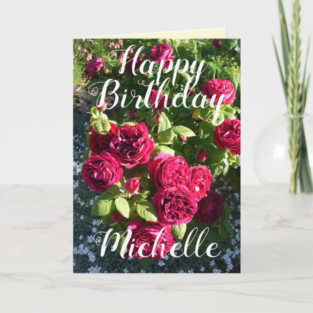 Tarjeta de cumpleaños del jardín de flores Red Ros (Anverso)