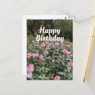 Tarjeta de cumpleaños del Jardín de Rosas Rosadas
