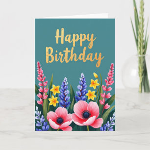 Tarjeta de cumpleaños del jardín exuberante