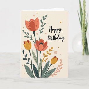 Tarjeta de cumpleaños del jardín floral dulce