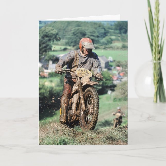 Tarjeta de cumpleaños del jinete de Enduro (Anverso)