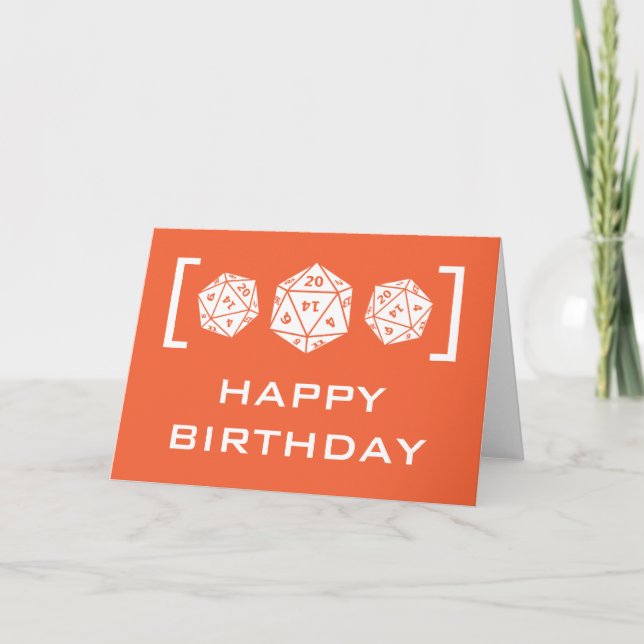Tarjeta de cumpleaños del jugador de Naranja D20 d (Anverso)