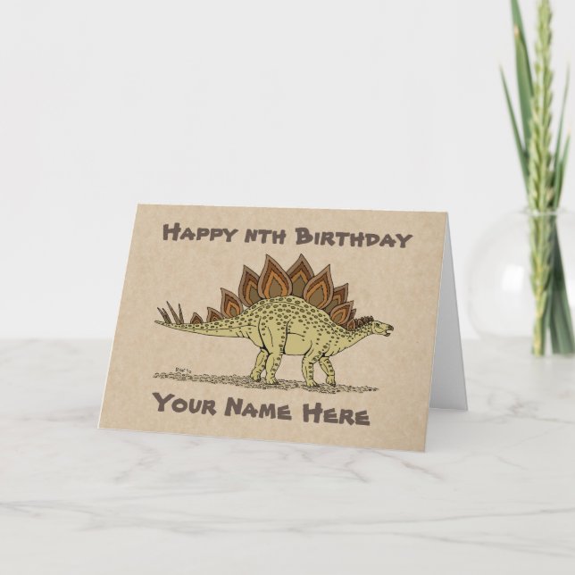 Tarjeta de cumpleaños del Jurásico Dinosaurio Steg (Anverso)