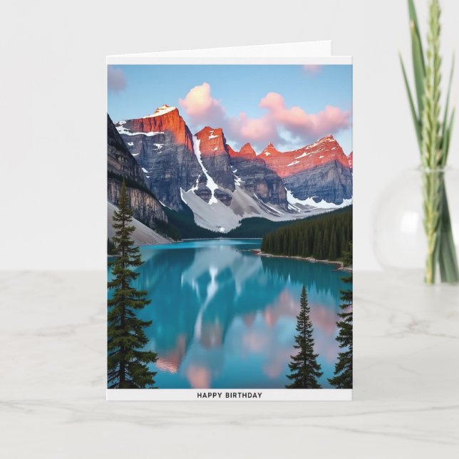 Tarjeta de cumpleaños del lago alpino dulce (Anverso)