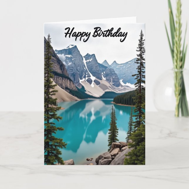 Tarjeta de cumpleaños del lago de la montaña dulce (Anverso)