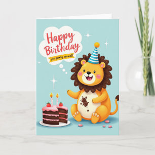 Tarjeta de cumpleaños del león alegre