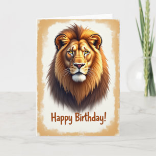 Tarjeta de cumpleaños del león majestuoso